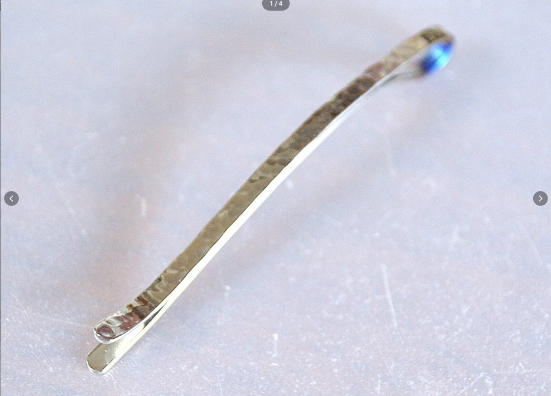 titanium hairpin・略显成熟的纯钛发簪・圆形锤纹・尾部蓝色・接单订制 - 发饰 - 其他金属 多色