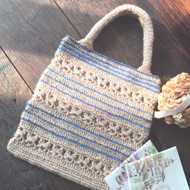 关于恋爱的定义亚麻编织包/麻线/手提包/购物袋 - 手提包/手提袋 - 棉．麻 卡其色