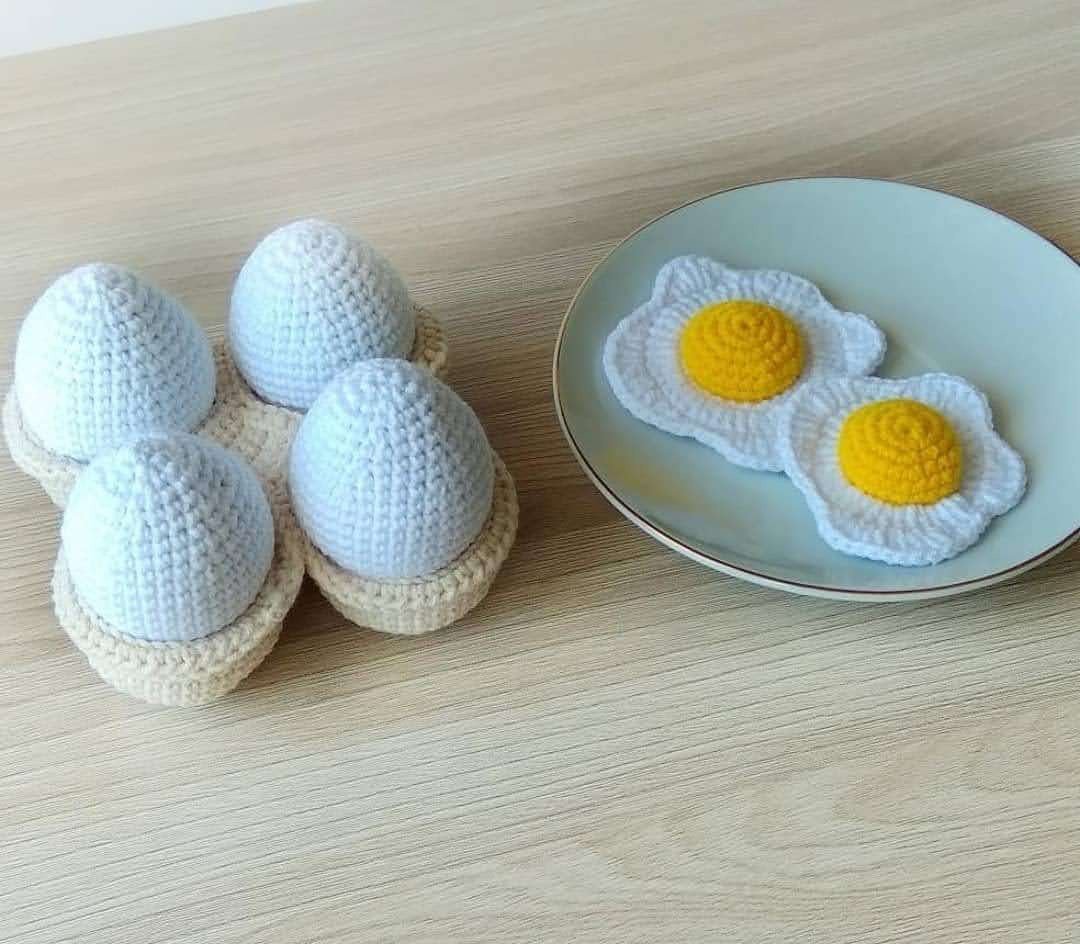 Crochet food egg, Baby Toys for Kitchen - 玩具/玩偶 - 棉 