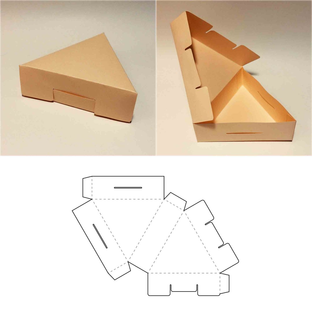 Triangle box template, triangle gift box, cake slice box, pizza slice box, PDF - 图文模板设计 - 其他材质 