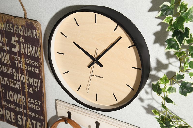 KATOMOKU plywood clock 胶合板表盘 黑色 (km-50BK) 挂钟 日本制 - 时钟/闹钟 - 木头 黑色