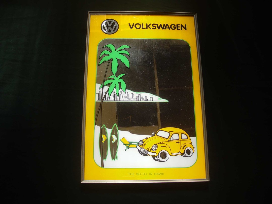 【老时光 OLD-TIME】早期二手少见夏威夷Volkswagen酒吧壁镜挂镜 - 摆饰 - 其他材质 多色