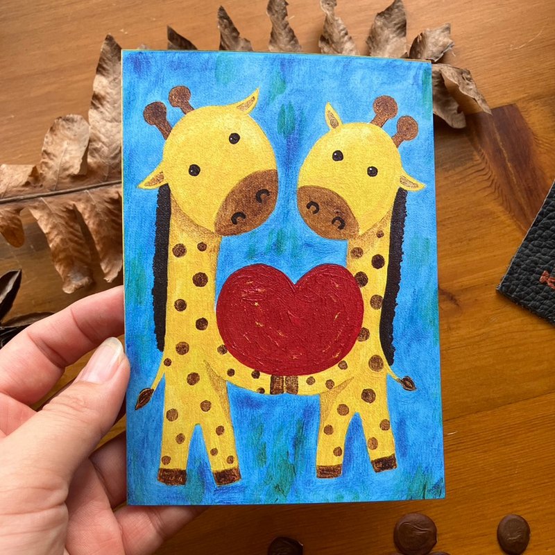明信片 ∣ 爱心长颈鹿 - 卡片/明信片 - 纸 绿色