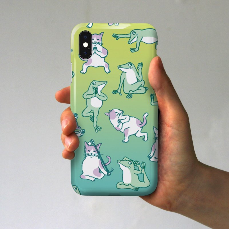 Yoga cat and frog smartphone case celery - 手机壳/手机套 - 塑料 绿色