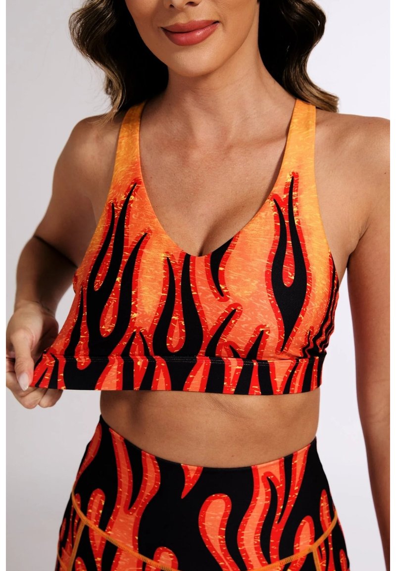 【SILVERWIND】特色烈焰印花高强紧身裤速干跑步健身瑜伽文胸女 - 女装运动内衣 - 环保材料 多色