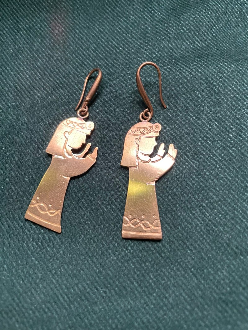 埃及系列之八 埃及女子 - 耳环/耳夹 - 铜/黄铜 金色