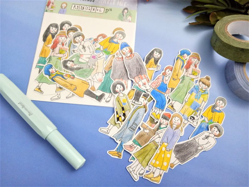 小确幸女孩贴纸组(16入) - 贴纸 - 纸 多色