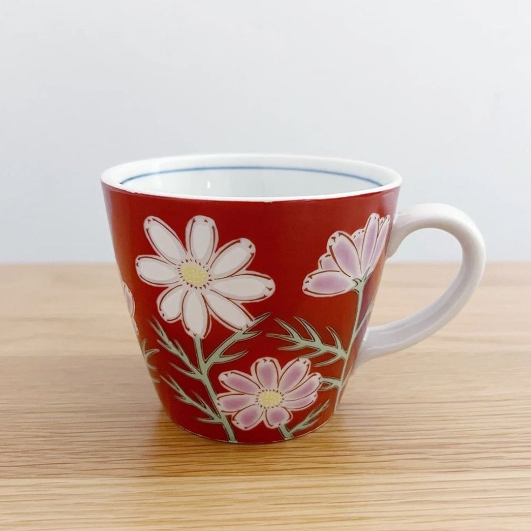 四季系列 波斯菊马克杯 /九谷青郊窑 - 茶具/茶杯 - 陶 红色