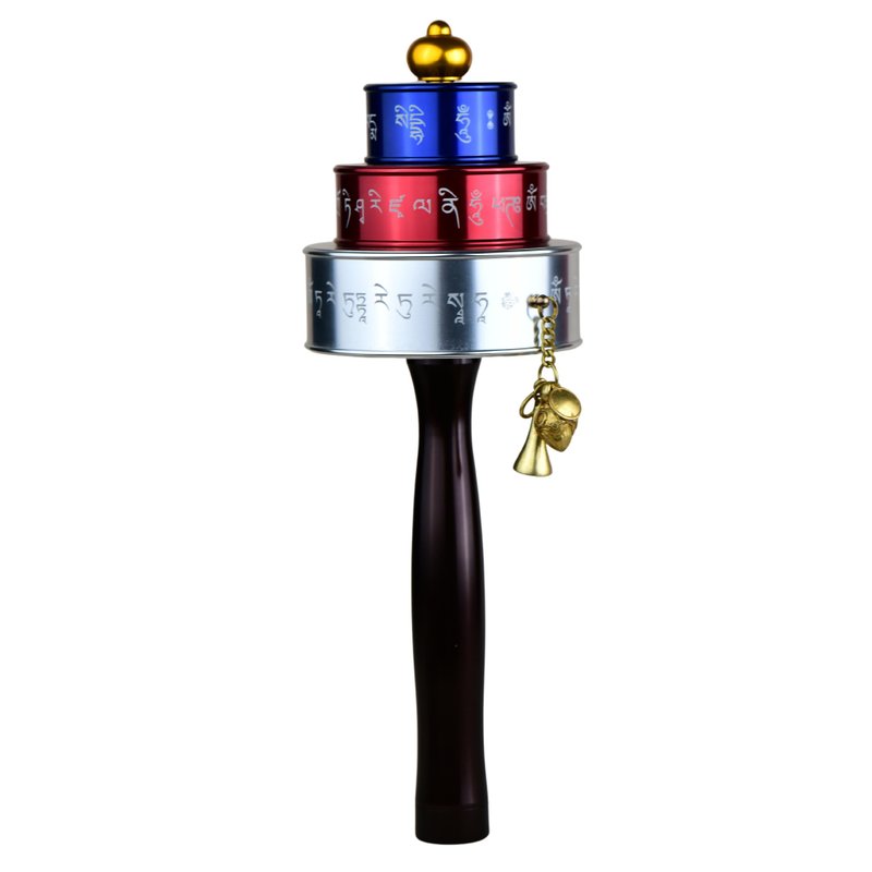 藏传佛教 法器供具系列 宁玛派北伏藏三根本手转经轮 - 运动/健身用品 - 铝合金 多色