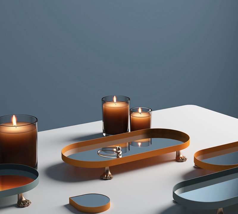 可愛貓腳 首饰整理鏡面收纳盒 饰品项链耳环戒指收纳盘 - 置物架/篮子 - 其他金属 多色