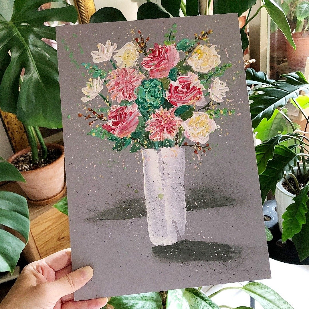 手绘原画作│秀丽瓶花 - 海报/装饰画/版画 - 其他材质 