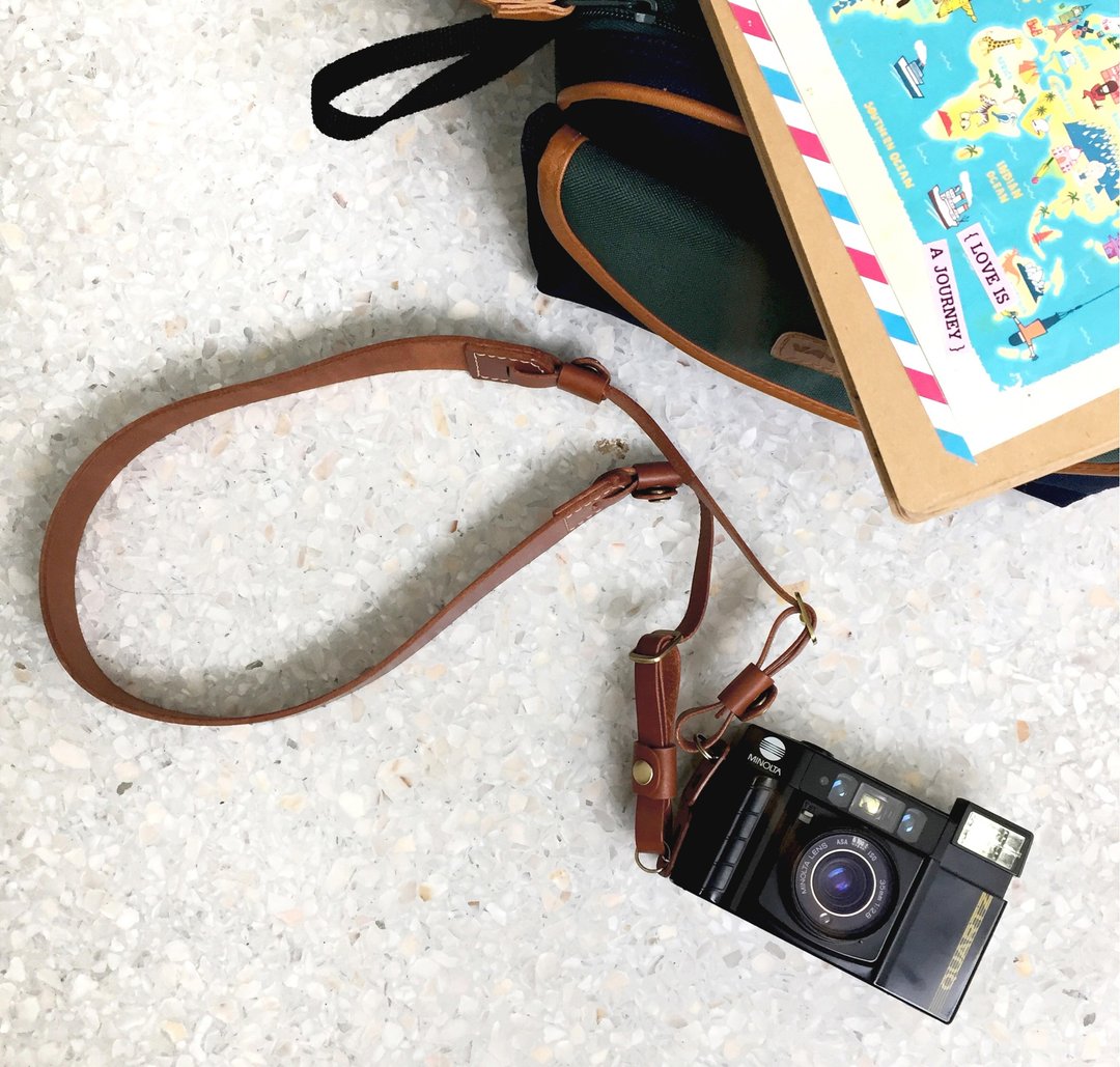 Ochre leather camera strap - 相机背带/脚架 - 真皮 咖啡色