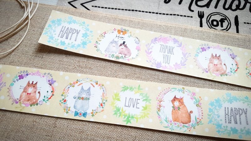 【定制化商品】Mini Box-Wreath2 花圈猫黄纸胶带 /4713077970881 - 纸胶带 - 纸 
