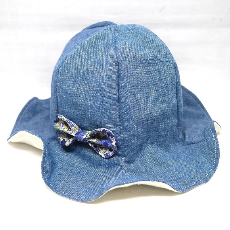 Tulip hat / with ribbon - 围嘴/口水巾 - 棉．麻 蓝色