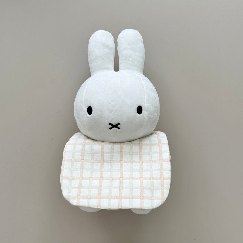 【River】 六层纱围兜兜/口水巾/奶油格子 - 围嘴/口水巾 - 棉．麻 卡其色