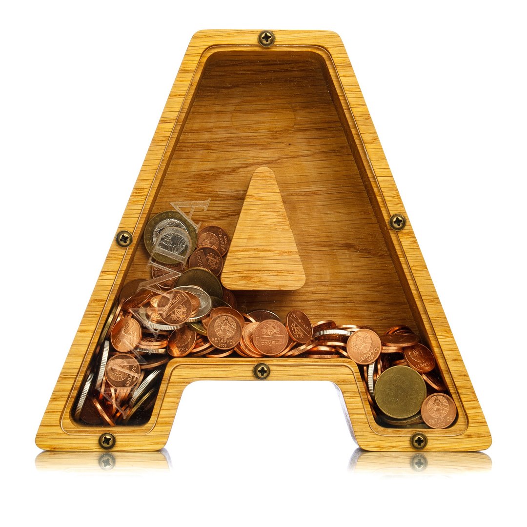 Personalize piggy bank LETTER Adult Valentines day gift Wooden coin bank - 储蓄罐 - 木头 