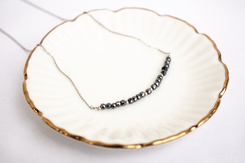 925 Sterling Silver Leg Bracelet, Hematite Anklet, April Birthstone, Aries Gems - 手链/手环 - 宝石 黑色