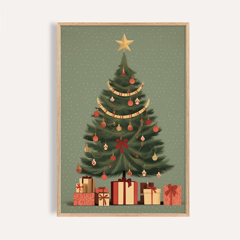 欢乐耶诞风格 / 经典圣诞树 节庆挂画 海报 无框画 - 海报/装饰画/版画 - 纸 