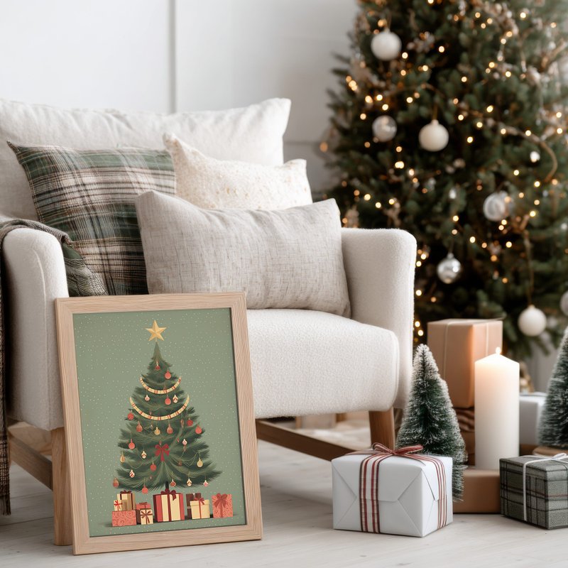 欢乐耶诞风格 / 经典圣诞树 节庆挂画 海报 无框画 - 海报/装饰画/版画 - 纸 