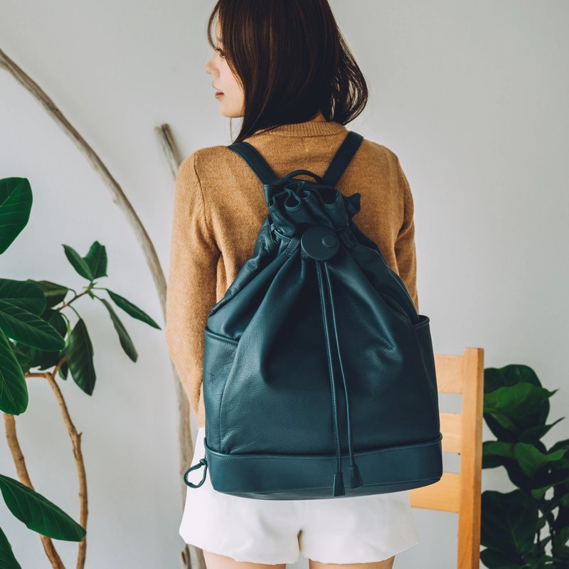 日本进口真皮包--全牛皮行囊包(森林绿) - 后背包/双肩包 - 真皮 绿色