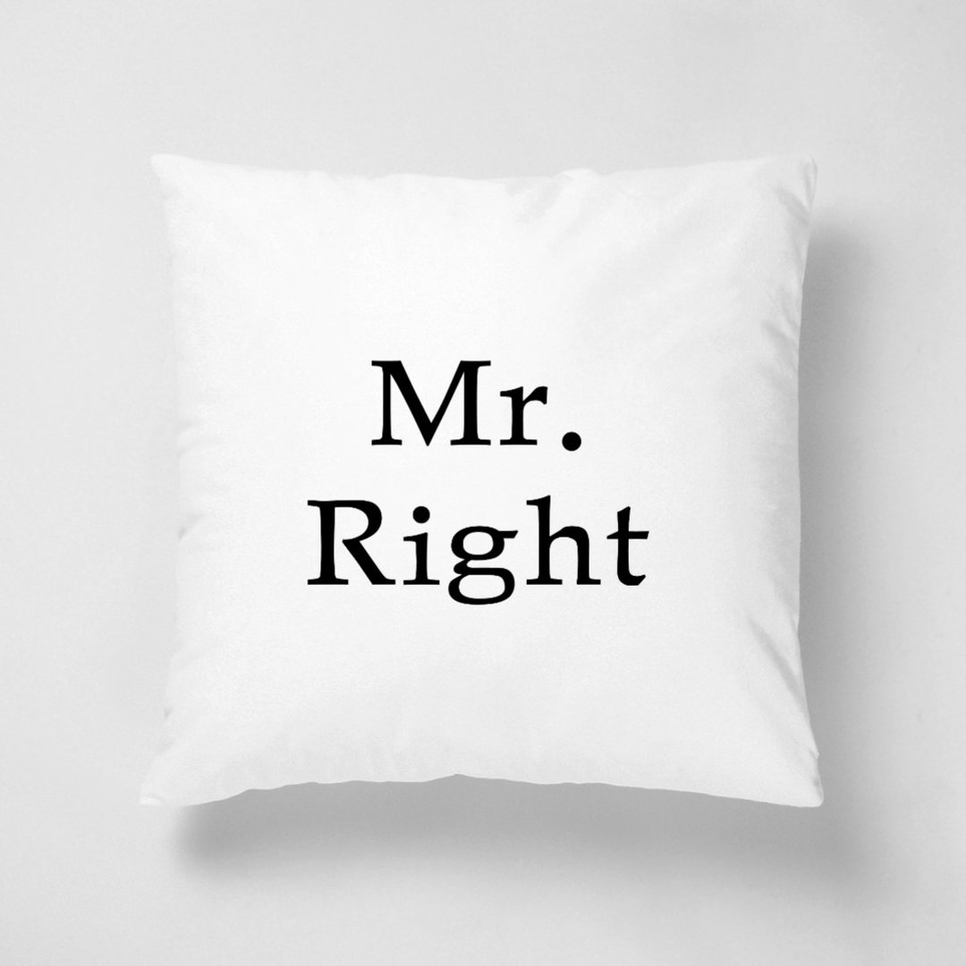 Mr.Right 遇见对的他 / 短绒抱枕 情人节 结婚礼物 (颜色定制) - 枕头/抱枕 - 其他材质 白色
