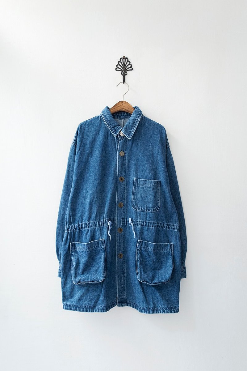 Banana Flyin’ ｜古着 ｜工业工作服 长版 抽绳 vintage 古董牛仔外套 - 女装休闲/机能外套 - 棉．麻 