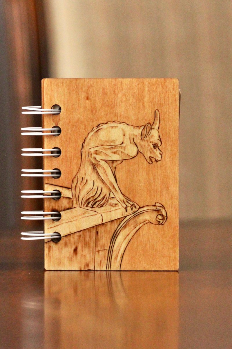 Chimère wooden notebook - 笔记本/手帐 - 木头 咖啡色