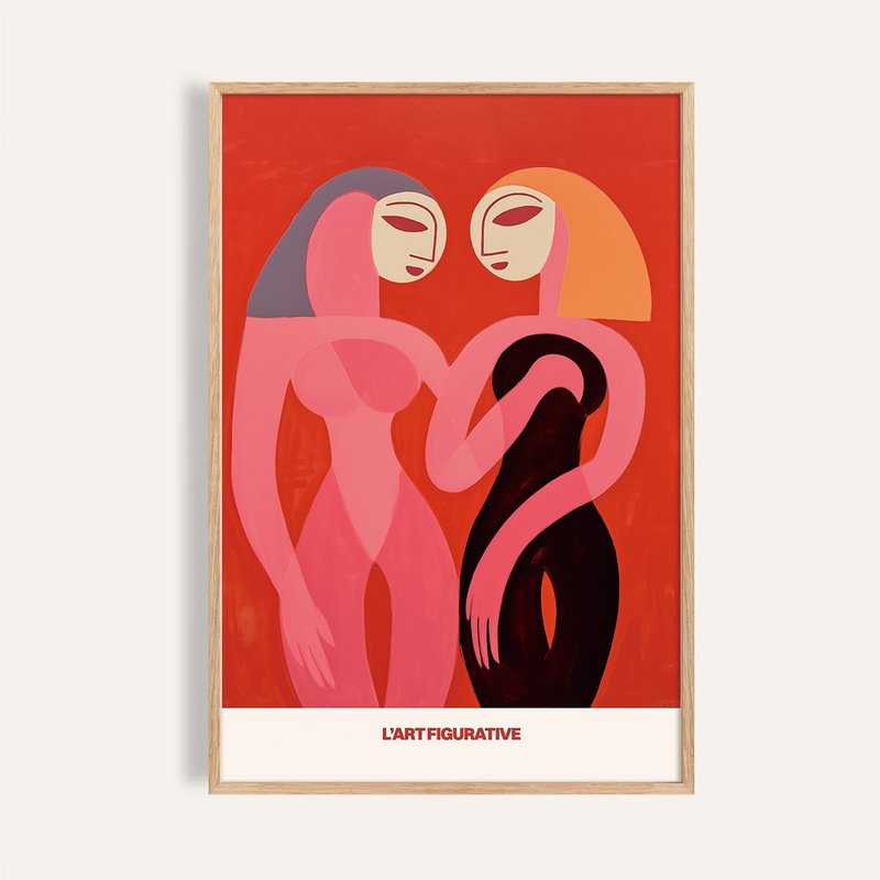 并肩而立 Standing in Scarlet / 当代抽象人物挂画 - 海报/装饰画/版画 - 纸 