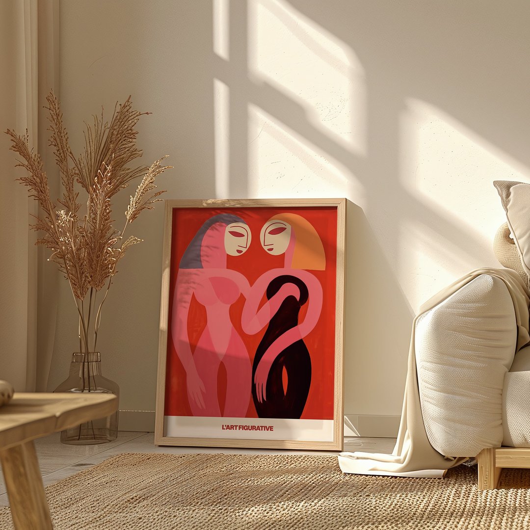 并肩而立 Standing in Scarlet / 当代抽象人物海报 挂画 - 海报/装饰画/版画 - 纸 