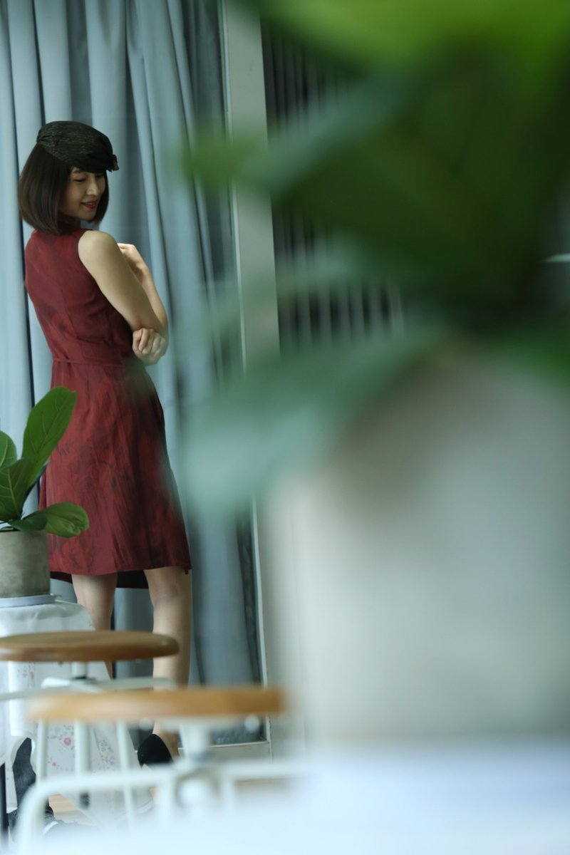 电力纺香云纱连衣裙 少女时代 轻薄飘逸 - 洋装/连衣裙 - 丝．绢 红色