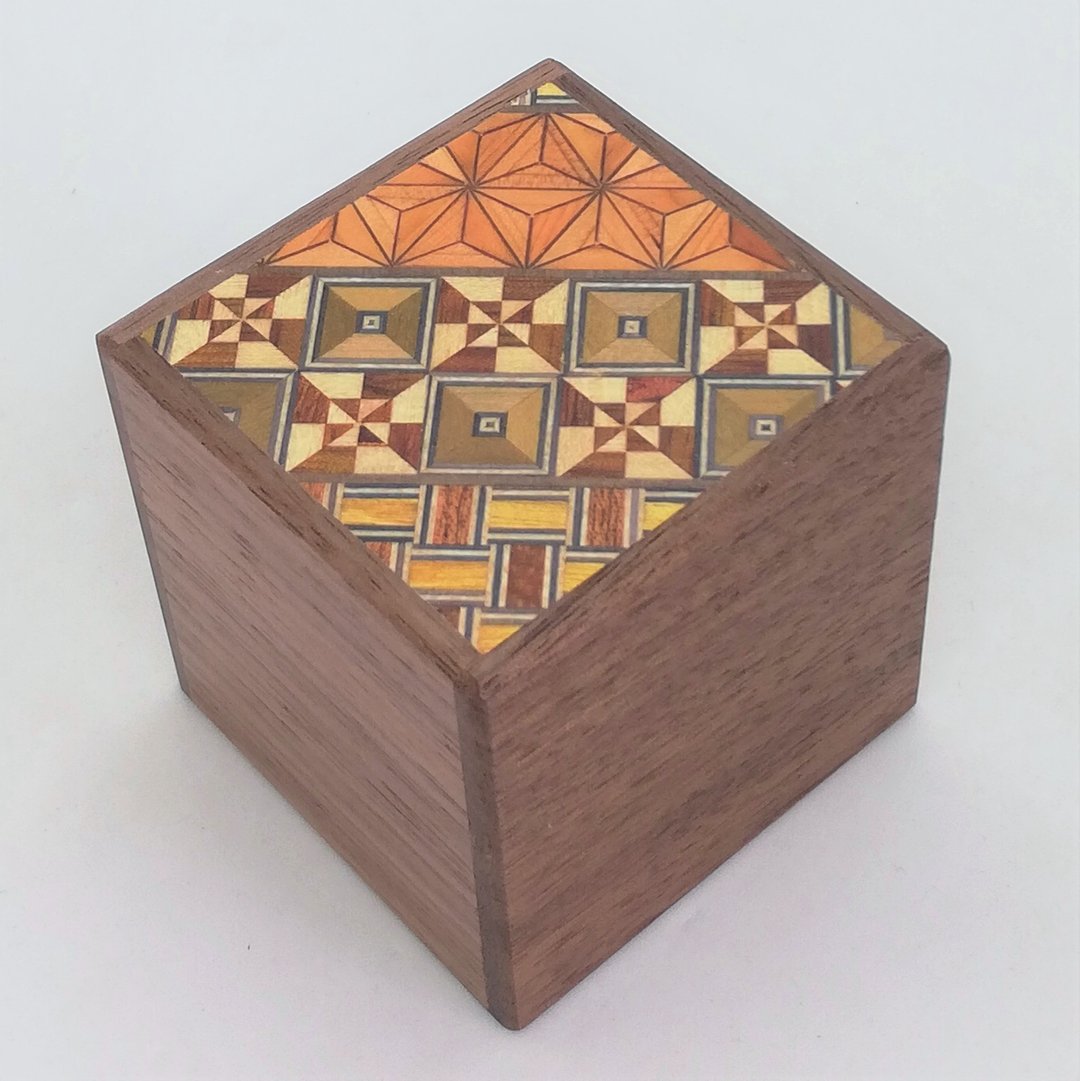 7 steps Cube Yosegi Walnut wood Japanese puzzle box Himitsu-bako Hakone Japan - 其他 - 木头 