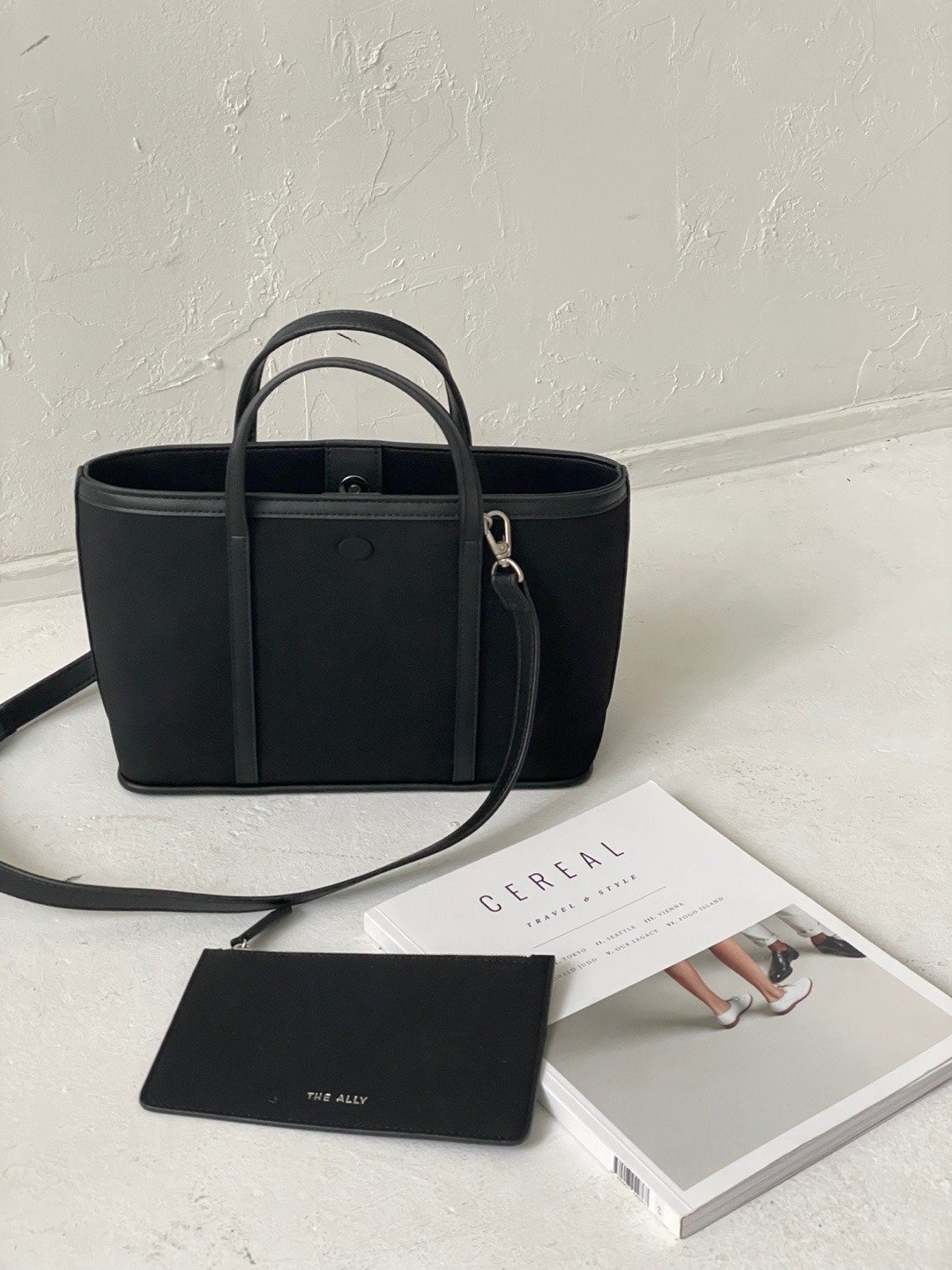 韩国 The Ally | CAMILIA BAG (附小包) | 黑色 | 手袋 单肩包 - 手提包/手提袋 - 防水材质 黑色