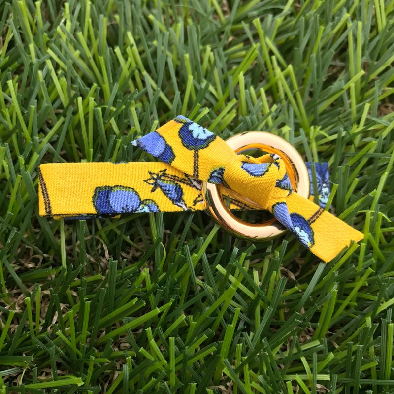 022405 花卉圆金框发夹(黄) - 发饰 - 其他材质 黄色