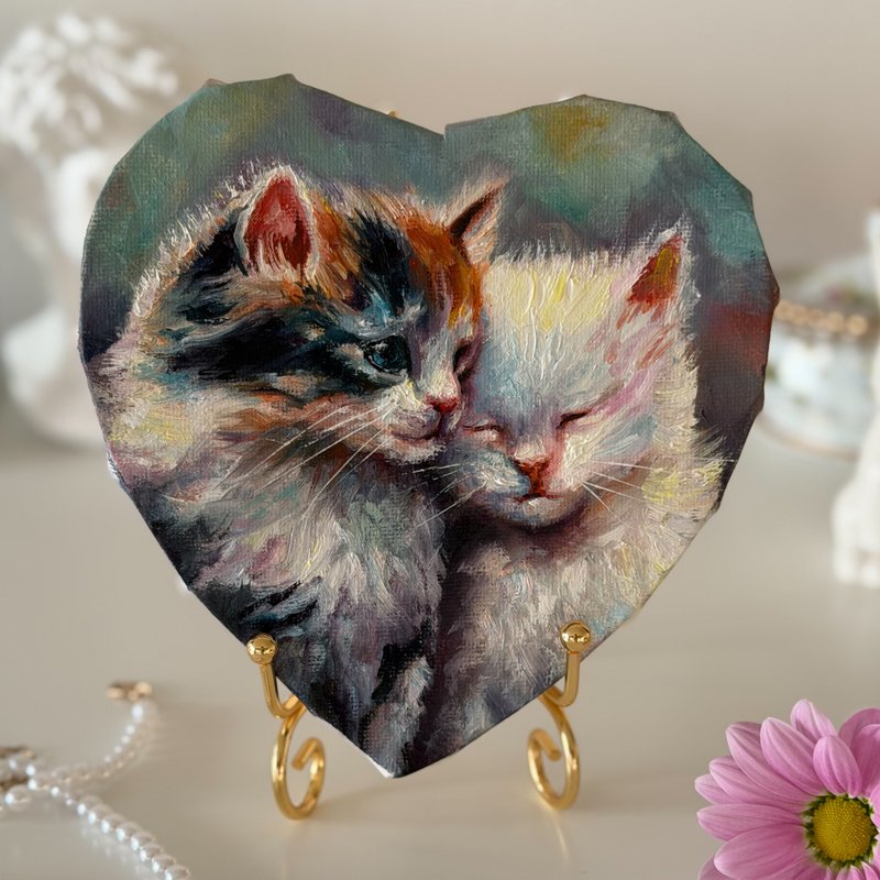 猫咪油画原作、浪漫赠礼、猫奴礼物、印象派艺术 - 墙贴/壁贴 - 棉．麻 多色