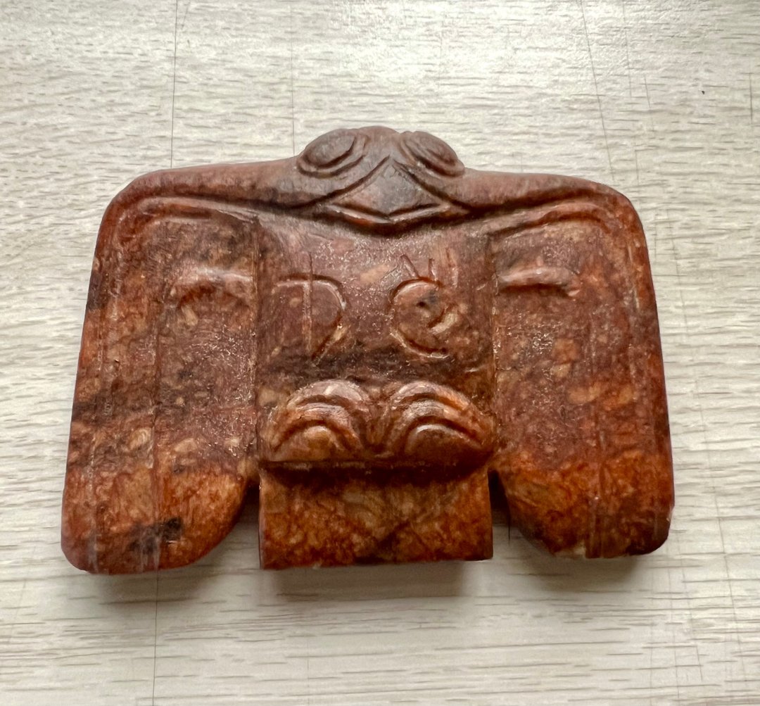 大展鸿图-天然火山玉石仿古大鹏雕刻摆件摆饰/纸镇/红山文化/枭 - 摆饰 - 玉石 红色