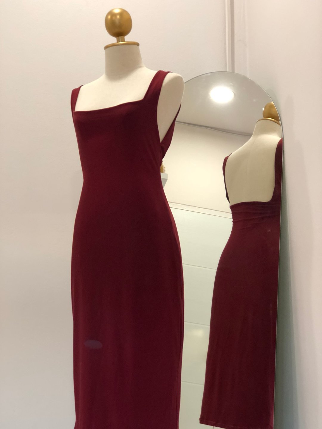 Calla midi dress (Burgundy) - 洋装/连衣裙 - 聚酯纤维 红色
