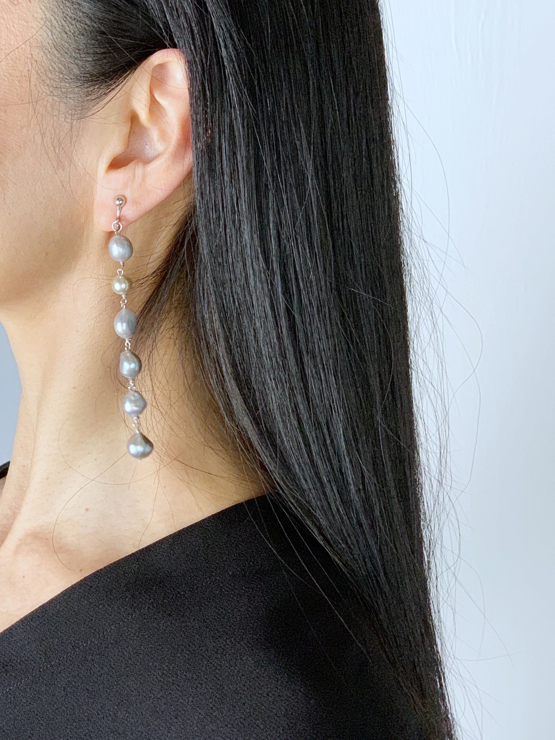 [June birthstone] Freshwater pearls that bring out joy 6 Clip-On/ earrings - 耳环/耳夹 - 半宝石 银色
