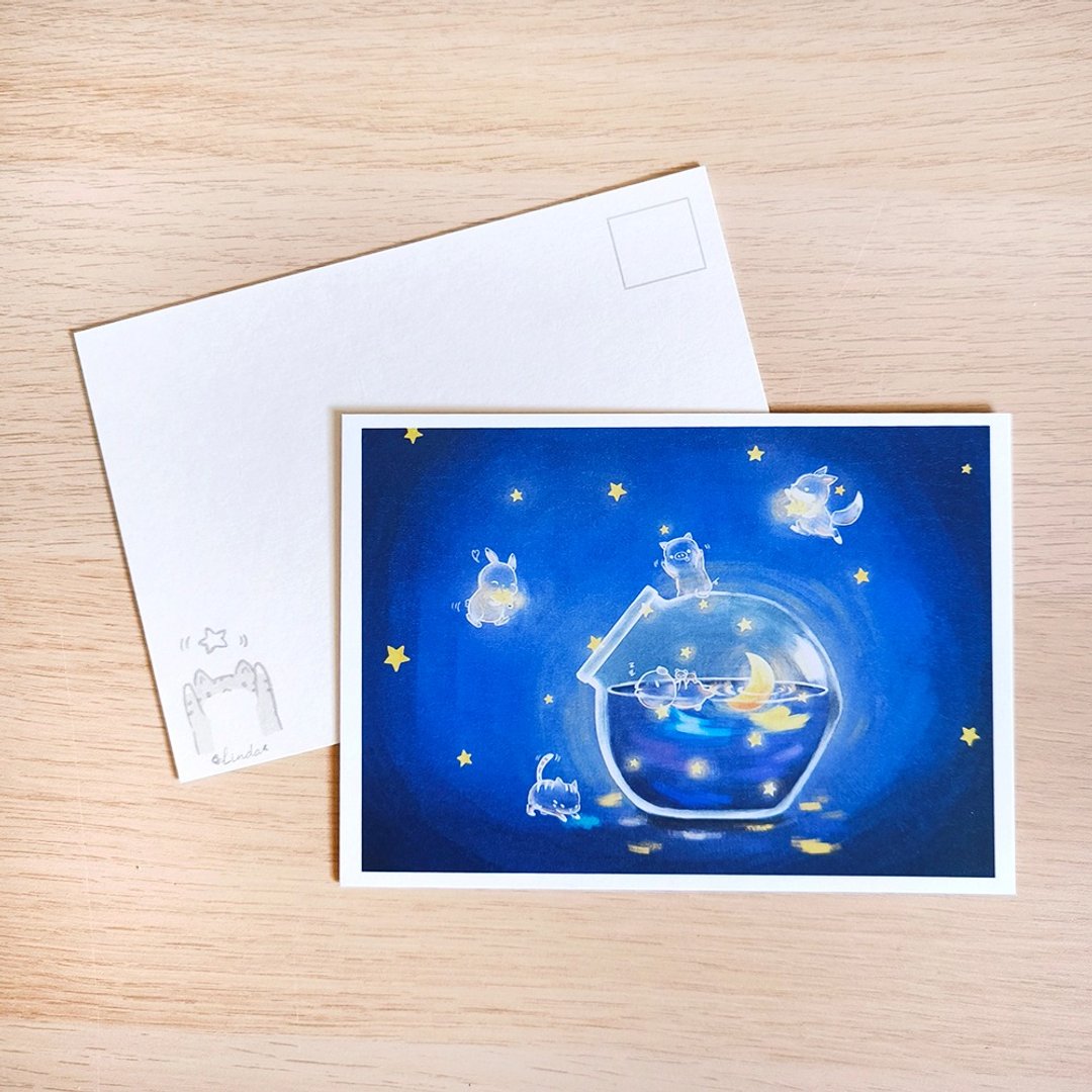 厚磅明信片 - 星空瓶 - 卡片/明信片 - 纸 蓝色