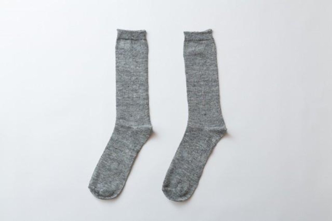 Linen knit socks (light gray) Men - 其他 - 棉 灰色