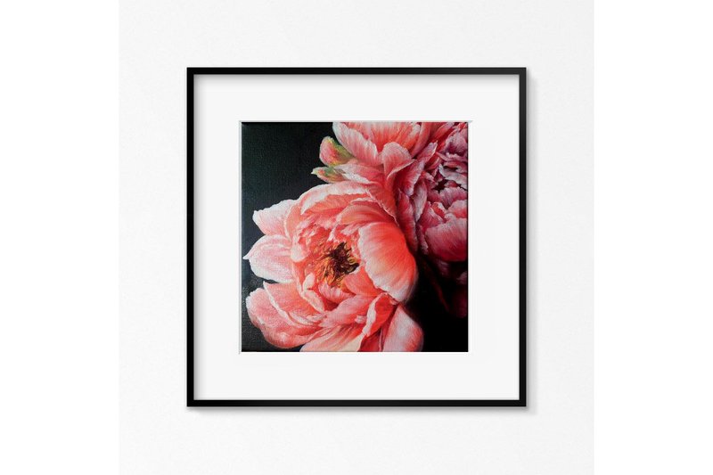 【国色天香】牡丹限量版艺术微喷 | 珊瑚色花卉油画 | 花中之王 - 海报/装饰画/版画 - 其他材质 