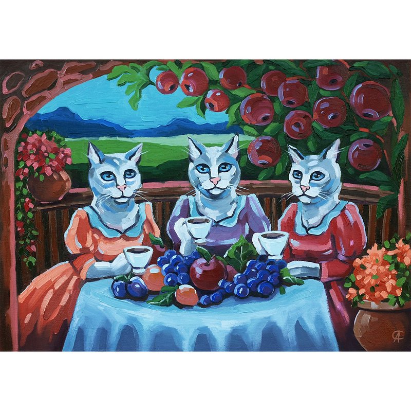 猫画动物原创艺术乡村艺术品农场墙艺术 - 海报/装饰画/版画 - 其他材质 多色