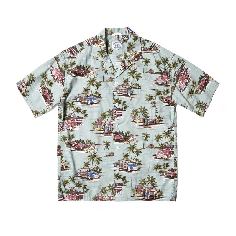 ISLAND SCOUTS 全棉复古夏威夷衬衫 - 夏威夷岛印花 - 男装衬衫 - 棉．麻 蓝色