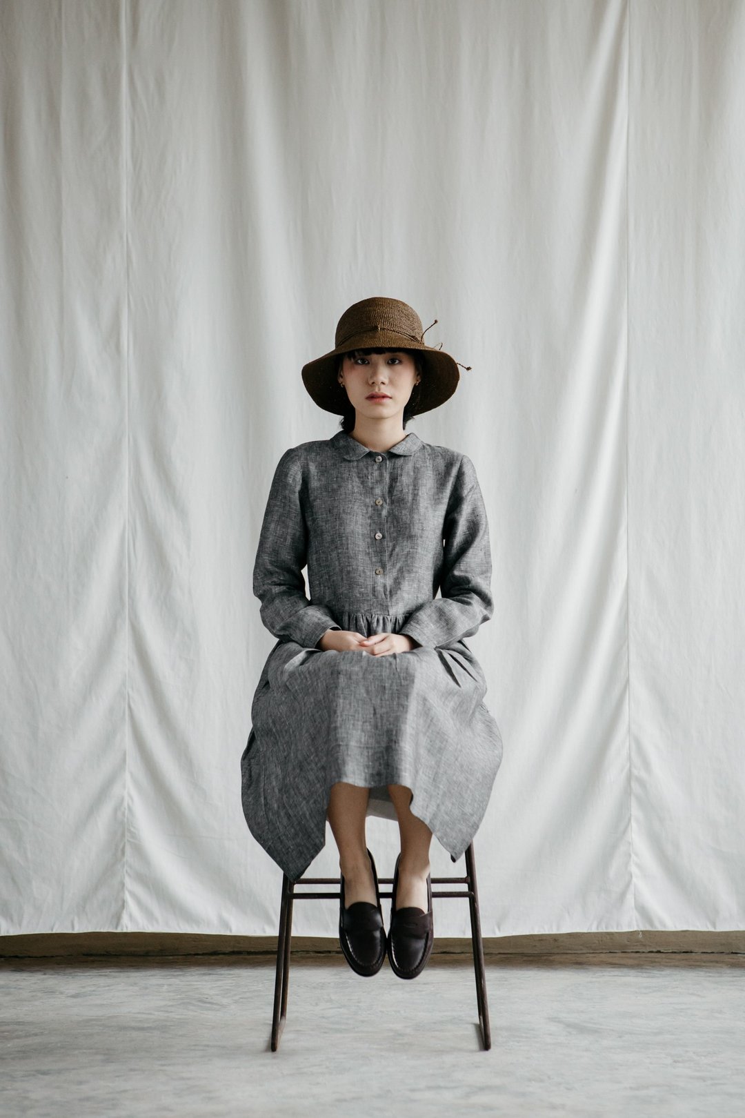 Makers Classic Dress in Grey Chambray - 洋装/连衣裙 - 棉 灰色