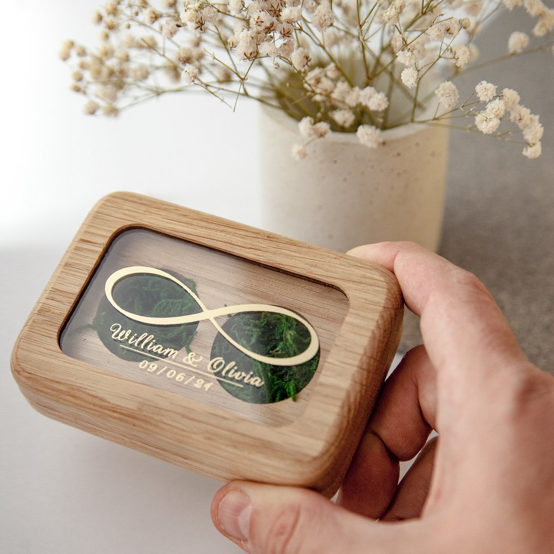 Engagement wedding ring box for wedding ceremony custom personalized cases - 其他 - 木头 多色