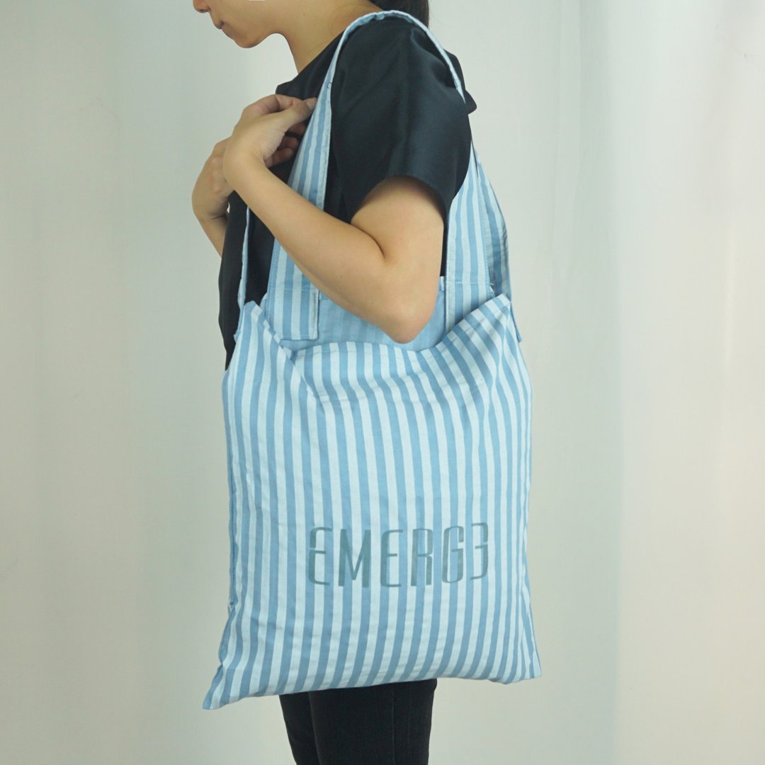 Emerge Signature Cotton Two Tone Blue Tote - 侧背包/斜挎包 - 棉 蓝色
