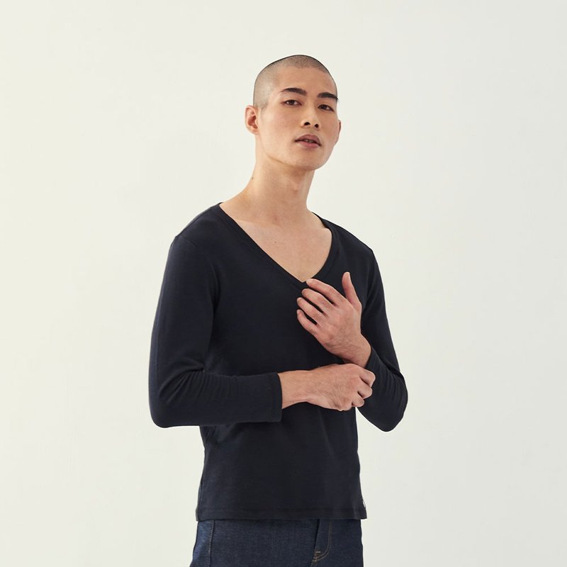 【恒温科技】羽量燃烧系列 - 男性圆领长袖发热衣 - 男装上衣/T 恤 - 环保材料 