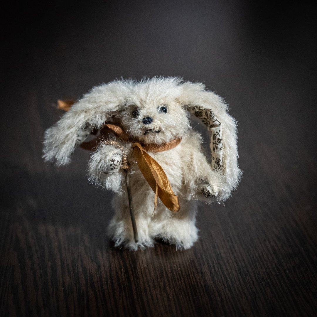Tiny bunny | Miniature Mohair Teddy Bear - 玩偶/公仔 - 其他材质 咖啡色