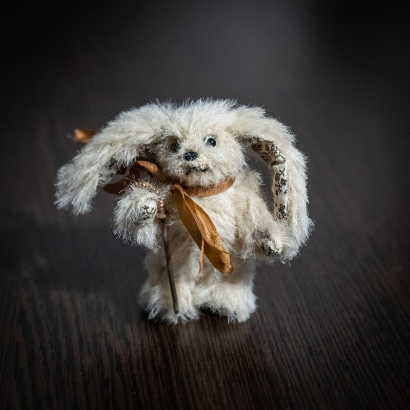 Tiny bunny | Miniature Mohair Teddy Bear - 玩偶/公仔 - 其他材质 咖啡色