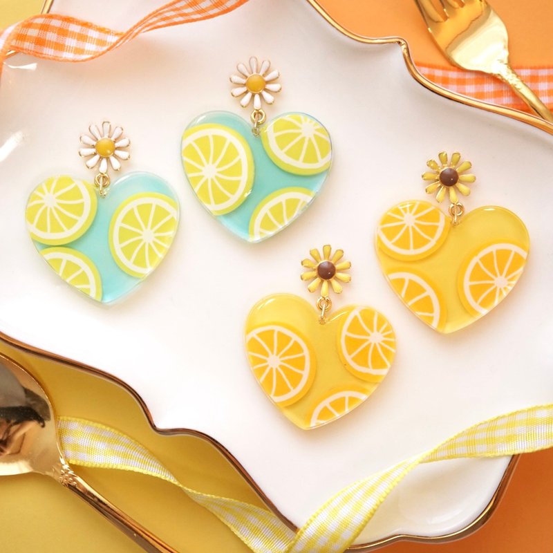 耳夹果冻耳针 - 耳环/耳夹 - 树脂 黄色