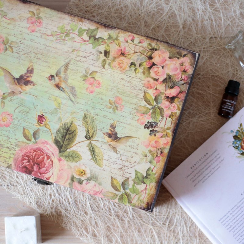 A4 资料文件收纳盒 复古欧式乡村 玫瑰花园仿旧木盒 怀旧 - 收纳用品 - 木头 